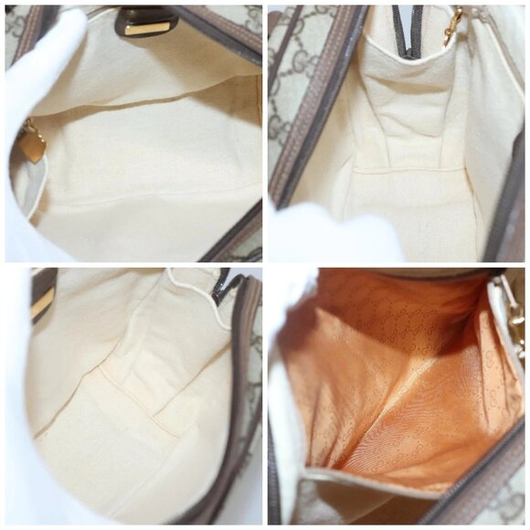 GUCCI GG Supreme Hand Bag PVC Beige Gold 000 58 6090 Auth SW1472 - Picture 15 of 16